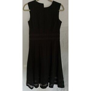 Calvin Klein Fit And Flare Sleeveless Dress Size 4 Black Knee Length Stretch